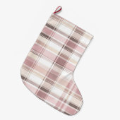 Chic Blush Roze Witte Crème Geplaagd Kerstmis Grote Kerstsok (Voorkant (Hangend))