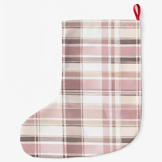 Chic Blush Roze Witte Crème Geplaagd Kerstmis Grote Kerstsok (Achterkant)