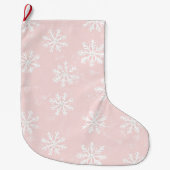 Chic Blush Roze Witte Kerst Sneeuwvlokken Grote Kerstsok (Voorkant)