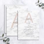 Chic Blush Roze witte marmer geboortedag Kaart<br><div class="desc">Toen ik trends aan het onderzoeken was om een zwart roze monogram te maken, had ik veel moeite om elementen te vinden die ik leuk vond! Na uren zoeken vond ik eindelijk deze GORGEOUS marmer en was zo blij! Toen moest ik een paar uur ronddraaien om een uniek monogram te...</div>