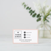 Chic Blush Roze Witte Sociale Media & Loyaliteit Visitekaartje (Staand voorkant)