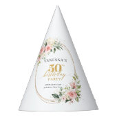 Chic Blush rozen eucalyptus goud 50ste verjaardag Feesthoedjes (Voorkant)