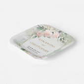 Chic blush rozen gouden lijst eucalyptus bruiloft papieren bordje (Gebogen)