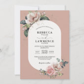 Chic blush sage botanische bruiloft uitnodiging (Voorkant)