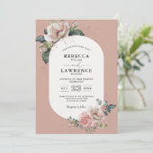 Chic blush sage botanische bruiloft uitnodiging (Staand voorkant)