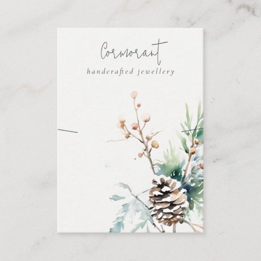 Chic Blush Snow Winter Berries Ketting Houder Visitekaartje (Voorkant)