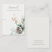 Chic Blush Snow Winter Berries Ketting Houder Visitekaartje (Voorkant / Achterkant)