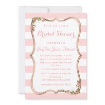 Chic Blush Stripes Gold Floral Vrijgezellenfeest