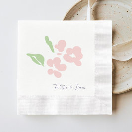 Chic Blush Watercolor Floral Coined Paper Napkin Servet