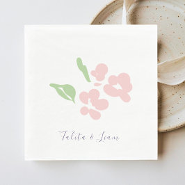 Chic Blush Watercolor Floral Paper Napkin Servet
