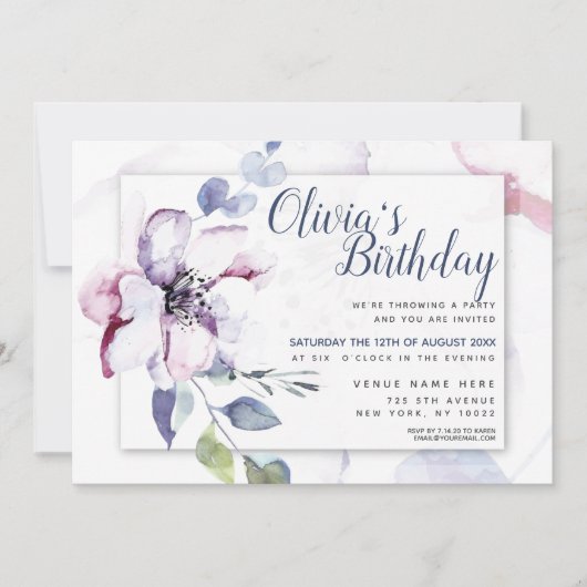 Chic Blush Waterverf Apple Blossom Kaart (Voorkant)