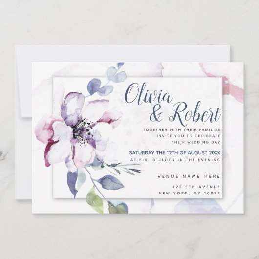 Chic Blush Waterverf Apple Blossom Kaart (Voorkant)