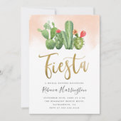 Chic Blush Waterverf Cactus Fiesta Vrijgezellenfee Kaart (Voorkant)