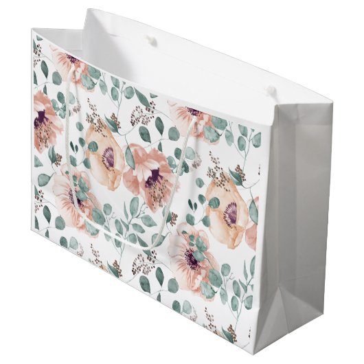 Chic Blush Waterverf Flowers Groot Cadeauzakje (Voorkant Gekanteld)