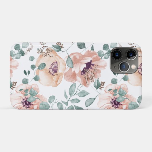 Chic Blush Waterverf Flowers iPhone iPad Case (Achterkant (horizontaal))