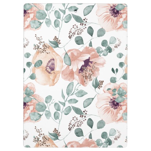 Chic Blush Waterverf Flowers Klembord (Achterkant)