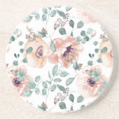 Chic Blush Waterverf Flowers Zandsteen Onderzetter (Voorkant)