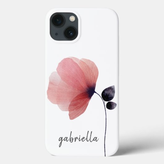 Chic Blush Waterverf Poppy Case-Mate iPhone Case (Achterkant)