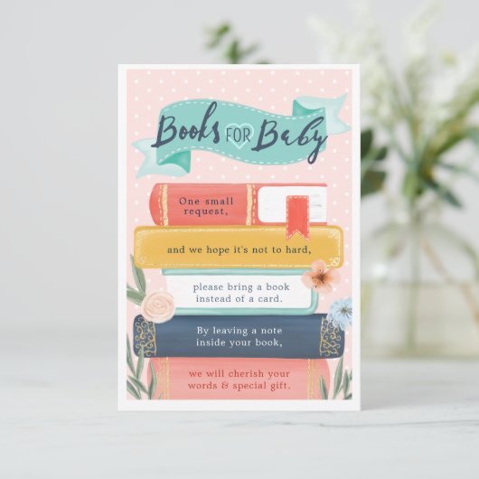 Chic Boeken voor Baby Bloemen Boek Thema Baby show Informatiekaartje (Staand voorkant)