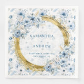 Chic Boheemse Pastel Blauw Goud Sparkle Wedding Na Servet (Voorkant)