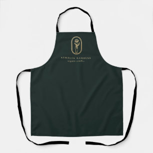 Chic Bohemian Golden Floral Logo Apron Schort