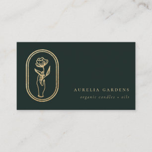 Chic Bohemian Golden Floral Logo Visitekaartje
