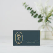 Chic Bohemian Golden Floral Logo Visitekaartje (Staand voorkant)