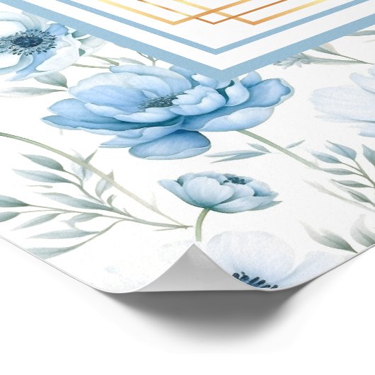 Chic Bohemian Lichtblauw Goud Sparkle Zitstoel Poster (Hoek)