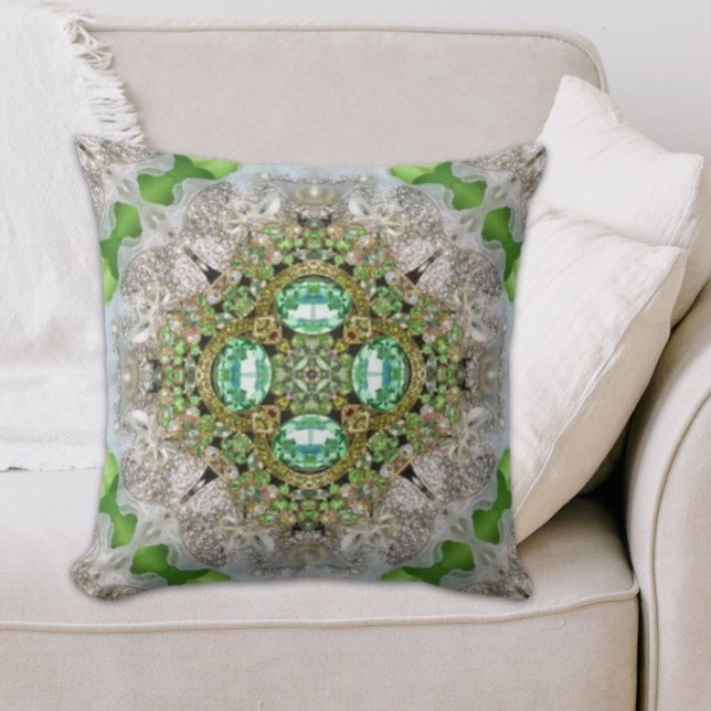 Chic Bohemian  Mode blauwgroen smaragdgroen Kussen (Chic Bohemian Vintage Fashion teal emerald green Throw Pillow)