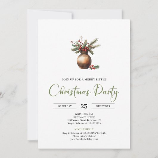 Chic Bohemian Neutral Botanical Holiday Dinner   Kaart (Voorkant)
