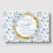 Chic Bohemian Poeder Blauw Goud Bloemen Gastboek Gastenboek (Voorkant)