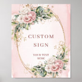 Chic Bohemian Rose Gold Greenery Custom Sign Poster (Voorkant)