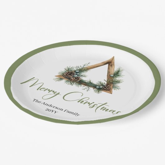 Chic Bohemian Rustic Christmas Tree Scene Plates Papieren Bordje (Gekanteld)