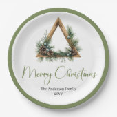 Chic Bohemian Rustic Christmas Tree Scene Plates Papieren Bordje (Voorkant)