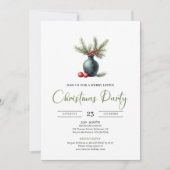 Chic Bohemian Watercolor Pine Wreath Holiday Card Kaart (Voorkant)
