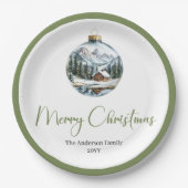 Chic Bohemian Winter Scene Rustic Christmas Plates Papieren Bordje (Voorkant)