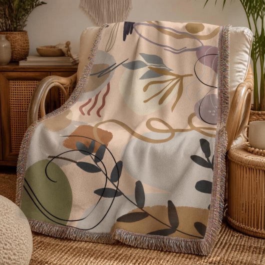 Chic Boho Abstracte Bloemen Deken