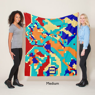 Chic boho abstracte vector kleurrijke monogram she fleece deken
