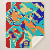 Chic boho abstracte vector kleurrijke monogram sherpa deken (Voorkant)