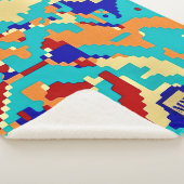 Chic boho abstracte vector kleurrijke monogram sherpa deken (3/4)