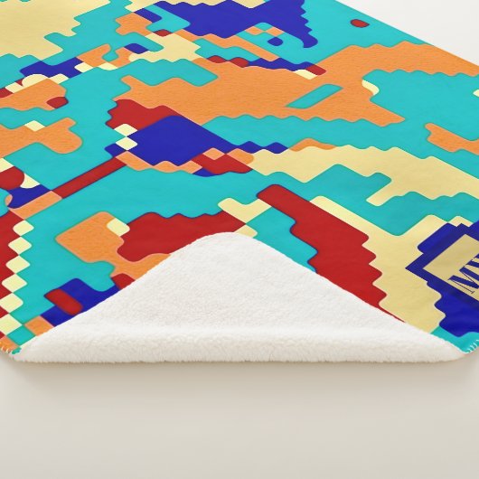 Chic boho abstracte vector kleurrijke monogram sherpa deken (3/4)