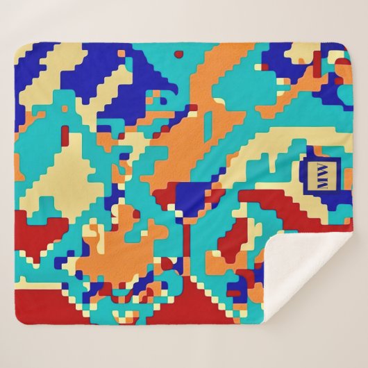 Chic boho abstracte vector kleurrijke monogram sherpa deken (Voorkant (horizontaal))