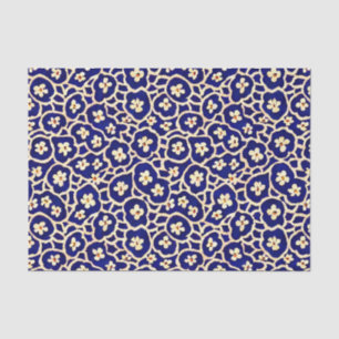 Chic Boho Anemone Dark Blue Pattern Tissuepapier
