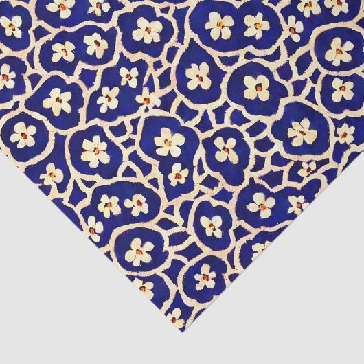 Chic Boho Anemone Dark Blue Pattern Tissuepapier (Detail)