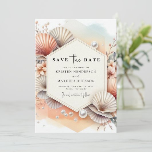 Chic Boho Beach bruiloft Save The Date (Staand voorkant)