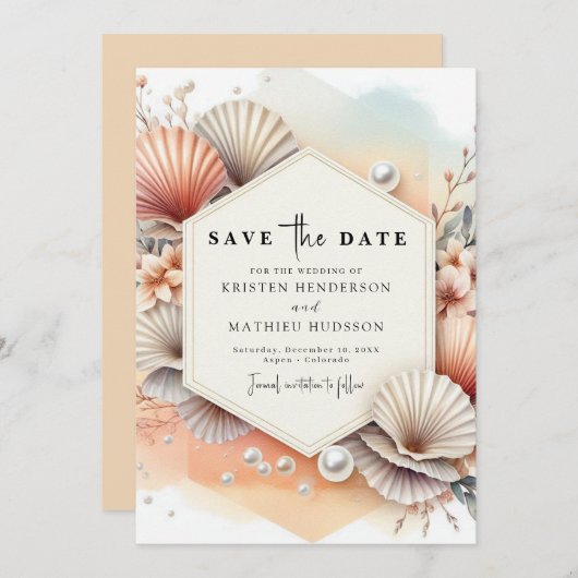 Chic Boho Beach bruiloft Save The Date (Voorkant / Achterkant)