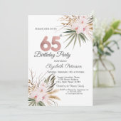 Chic Boho Bloemen 65e Verjaardag Kaart (Staand voorkant)