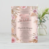 Chic Boho Bloemen Roze Goud 35e Verjaardag Kaart (Staand voorkant)