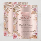 Chic Boho Bloemen Roze Goud 35e Verjaardag Kaart (Voorkant / Achterkant)