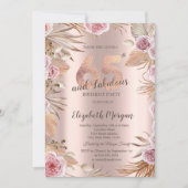 Chic Boho Bloemen Roze Goud 65e Verjaardag Kaart (Voorkant)
